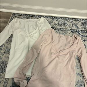 Aeropostale Long Sleeve Tops in White and Light Pink